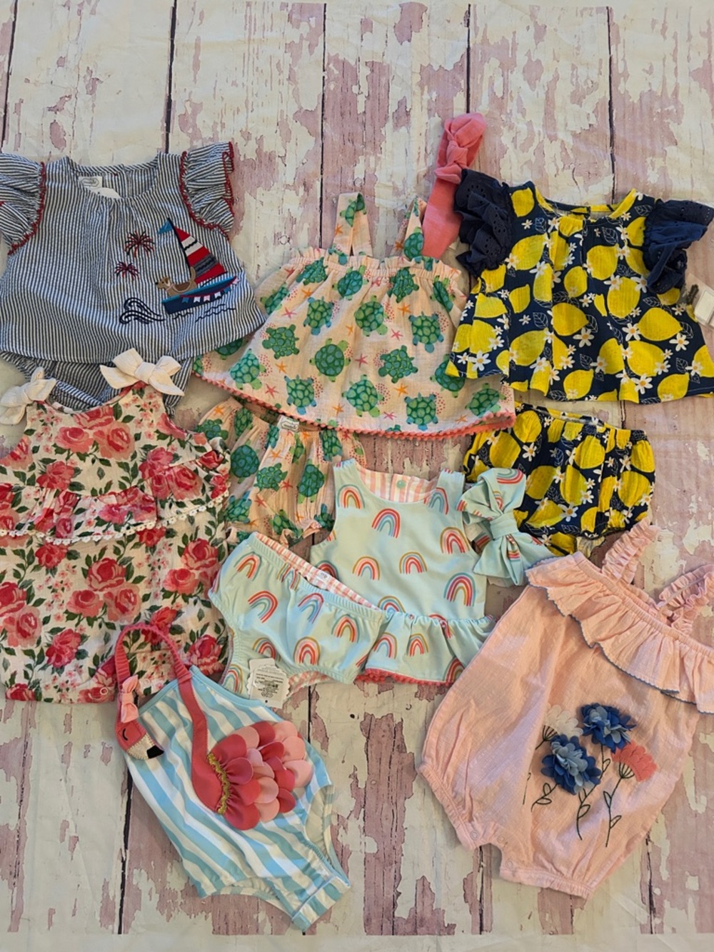 NWT Summer Baby Girl Mud Pie Bundle Sets 9-12months 3-6mo